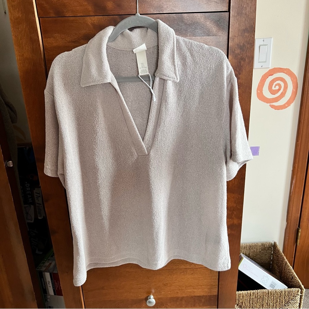 KNIT TAUPE COLLAR H&M LARGE TOP